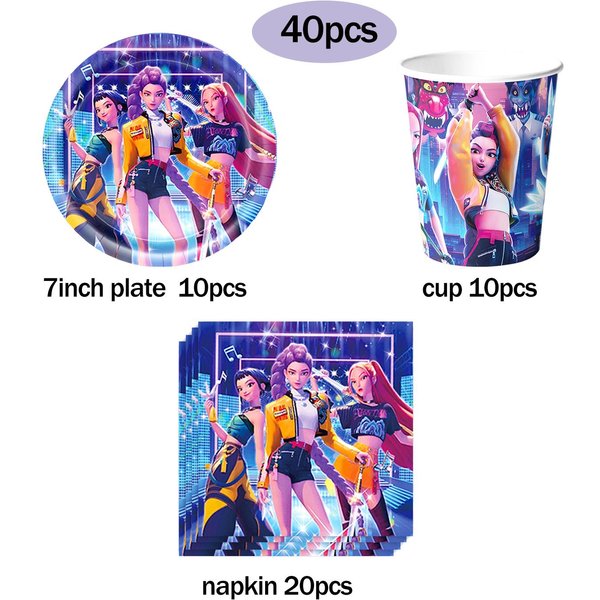 Set De DecoracióN Para Fiesta De CumpleañOs K-Pop Vajilla Infantil Globos Vasos Platos Servilletas Topper Para Pastel Pancarta Bolsa De Regalo - ArtíCulos De Fiesta-image