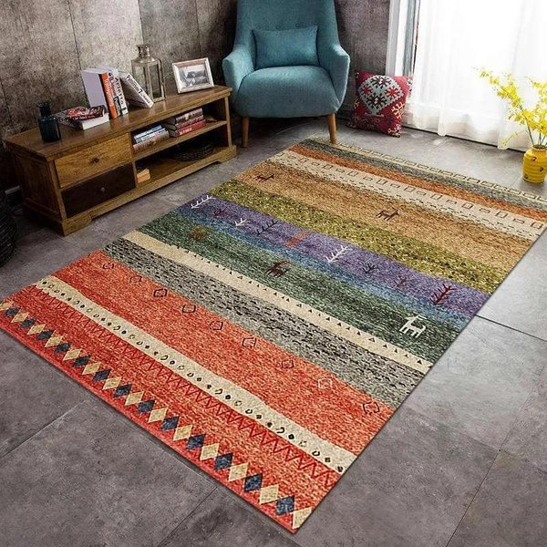 Alfombra De Estilo éTnico Marroquí, Mesita Para Café De Sala De Estar, Alfombra De áRea Grande Para Dormitorio, Alfombra Para Suelo Retro Bohemia, Alfombra Para Suelo 80X120Cm-image