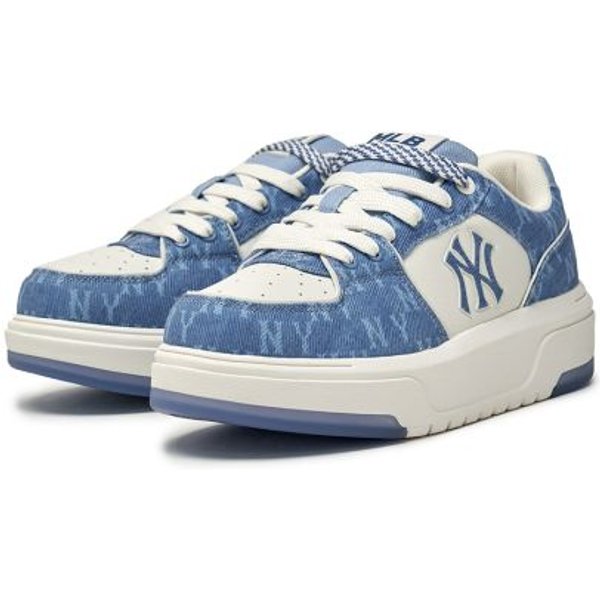 MLB Chunky Liner DżInsowe Monogramowe SL Wszechstronne Wygodne PodwyżSzająCe Niskie Trampki Unisex Trampki Niebieskie 3ASXM016N-50BLD 36.5-image