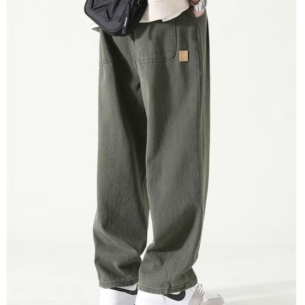 Spodnie Robocze Z Szerokimi Nogawkami Dla MężCzyzn Na Wiosnę I Lato, Nowe, Retro, Casualowe Spodnie, LuźNe Spodnie Proste 3XL Gray-image