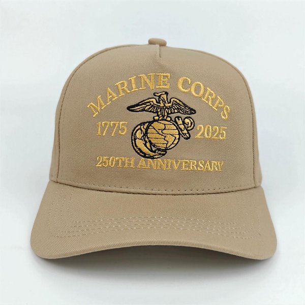 A Nosotros. Gorra Oficial De BéIsbol Del 250º Aniversario Del Cuerpo De Marines - Tejida Con 1775 - PatróN De Logo, Decorada Con El F Americano Adjustable Beige-image