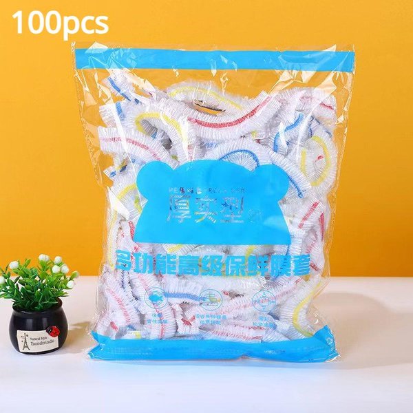 Kolorowa Jednorazowa OsłOna Na żYwność Saran Wrap OsłOna Jelita Food Grade śWieżO UtrzymująCa Się Plastikowa Torba Akcesoria Do LodóWki Kuchennej 100Pcs Multikolor-image