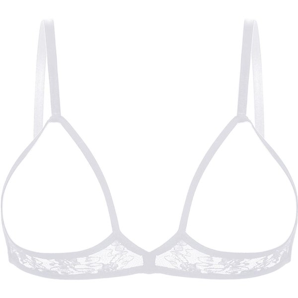 Bralette De Encaje Floral Transparente Para Mujer, Tirantes Ajustables, Sin Aros, CóModo Para LenceríA De Diario 4XL White-image