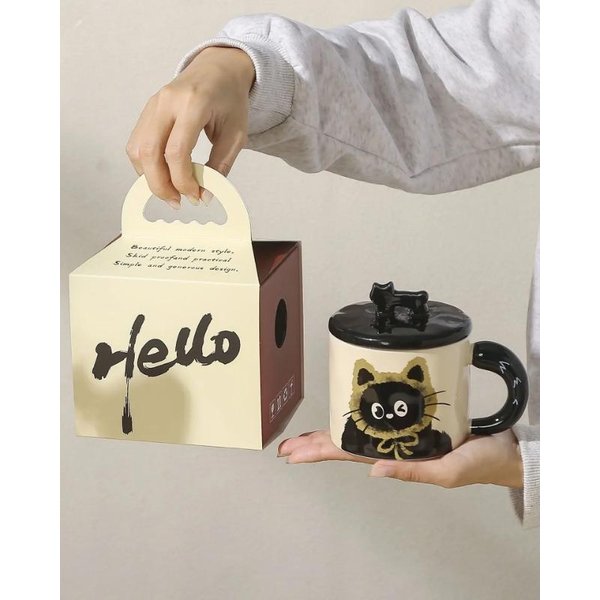 Kreatywny Kubek Z Pokrywką, PamiąTka, Kubek Na Wodę Do Picia, łAdny Ceramiczny Kubek Do Kawy, Kubek Biurowy 360ML-image