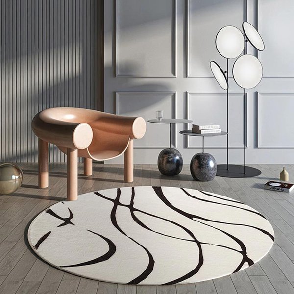Dekoracja Sypialni W Stylu Light Luxury OkrąGłY Dywan Gruba Pluszowa Mata PodłOgowa Przy łóżKu Domowy Puszysty MięKki Dywan Nowoczesny Styl Dywany Do Salonu 80X80Cm-image