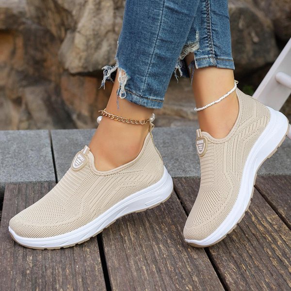 Damskie OddychająCe Trampki Flyknit Wygodne Wsuwane Buty Do Chodzenia Lekkie, Codzienne, Sportowe Buty Z Siateczki 42 Khaki-image