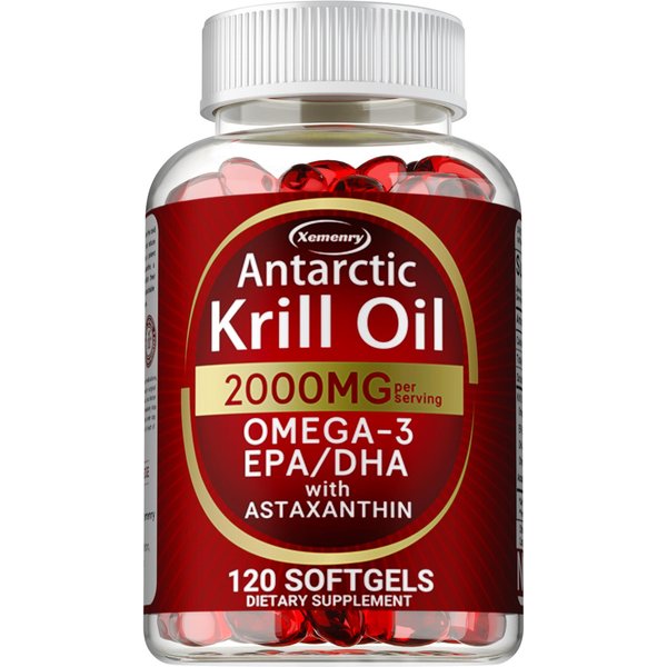 Aceite De Krill AntáRtico 2000 Mg Con Omega-3 Epa, Dha, Astaxantina Y FosfolíPidos, Sin Gluten, Sin OGM 120-image