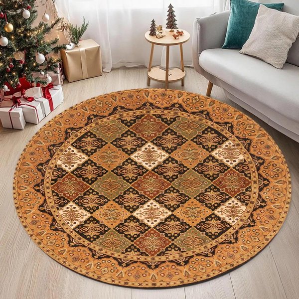 OkrąGłY Dywan Etniczny Retro Bohema Dywanik Do Salonu Sypialni CiepłY Zimowy Dekoracja Domu Mata 80X80CM-image