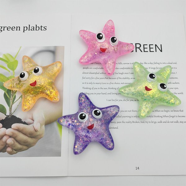 AntiestréS Suave TPR Rebote Lento Lentejuelas Maltosa Juguete Para Pellizcar Alivio Del EstréS EláStico Estrujable Estrella De Mar Con Ojos De Colores DescompresióN Beige-image