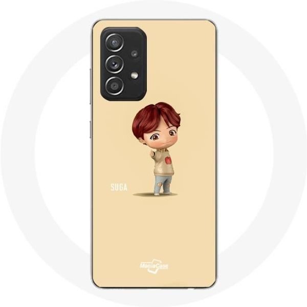 Funda - Maniacase - Samsung Galaxy A52 - Silicona - Flexible - BTS Tinytan AnimacióN Suga Negro-image