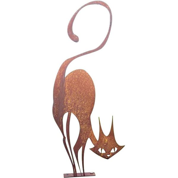 Estaca De JardíN Decorativa De Silueta De Gato De Metal Escultura Halloween DecoracióN De Patio Exterior Adornos De CéSped Brown-image