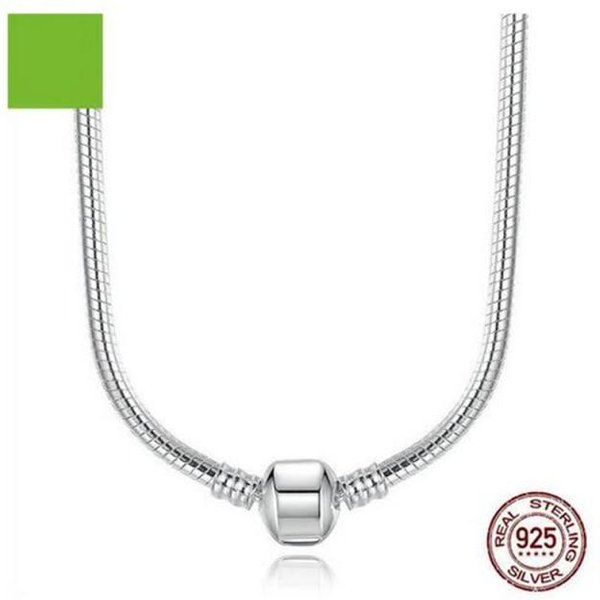 Collar Nuevo Plata De Ley 925 Collar De Serpiente Simple Para Abalorios Colgantes Originales Panjia JoyeríA De Plata Para Mujer DIY 45Cm White-image