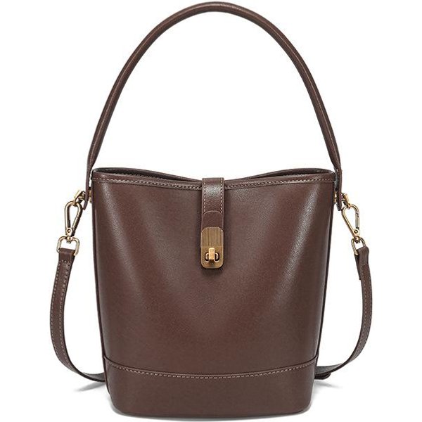 Bolso De Mujer De Cuero Genuino Niche De Lujo Ligero De Alta Gama Bolso Balde Nueva Moda Casual VersáTil Bolso Bandolera De Un Hombro Gray-image