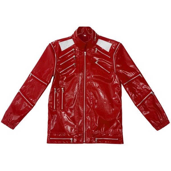 Chaqueta Roja Con Cremallera Michael Jackson MJ Beat It Para Imitadores Cuero PU Punk Casual Abrigo Halloween Escenario Navidad Ropa De Abrigo XL-image