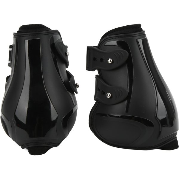 Juego De Botas Para Tendones De Caballo Suaves Antideslizantes Ajustables Carcasa De PU Protector De Tendones Botas Para Caballos Negro Trasero L-image