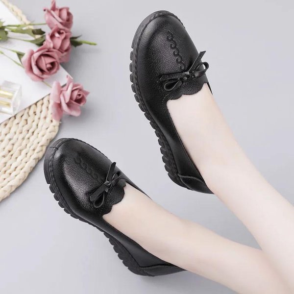 Zapatos Zapatos De Cuero Para Mujer Antideslizantes Transpirables Zapatos Individuales Suela Blanda CóModos Zapatos Planos Primavera Y OtoñO Zapatos De Trabajo 35-image