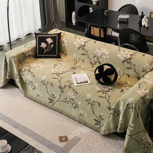 Tela Cubre Sofá Chenilla CláSica Europea, Cubre Sofá Anti-ArañAzos De Gato De Alta Gama, Cubre Universal, Tela Cubre Para Todas Las Estaciones 180*130Cm Black-image