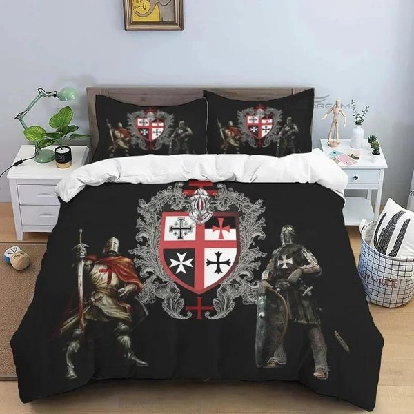 ŚRedniowieczne Wzory Templariuszy KołDra Kolekcja PośCieli Poszewka Na KołDrę Kolekcja PośCieli Poszewka Na Poduszkę Kolekcja PośCieli Na ŁóżKo KróLewskie 70X133Cm 2Pcs Gray-image
