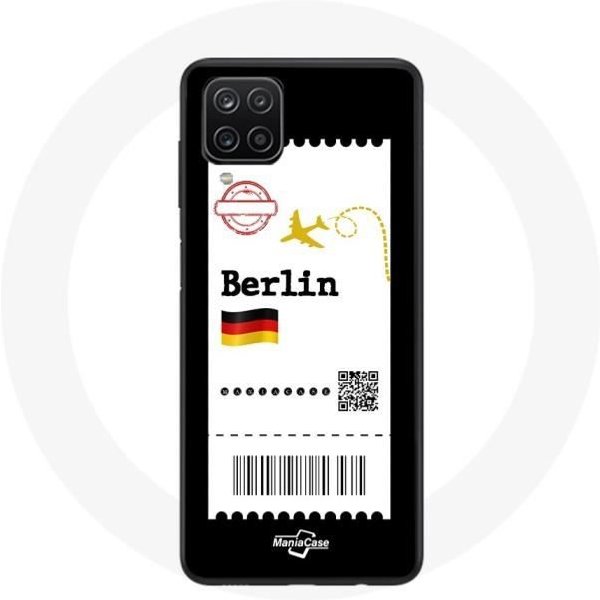 Funda - Maniacase - Samsung Galaxy A12 - Silicona Negra - Flexible - Billete De AvióN Negro-image