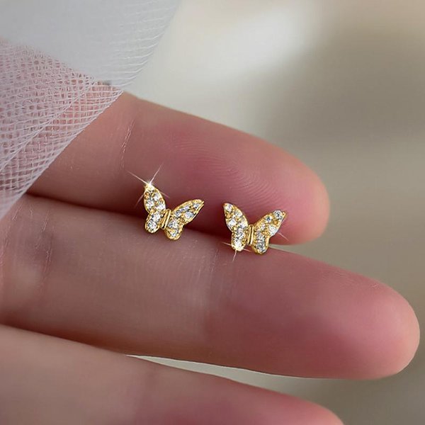 Exquisitos Pendientes De Mariposa Huitan, Color Dorado, Delicados Y Elegantes, Para NiñAs, Regalo Elegante, JoyeríA De Moda.-image