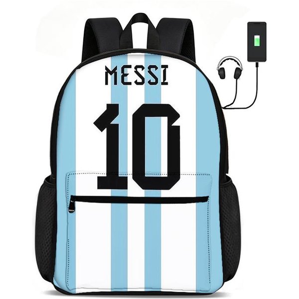 Mochila Estrella De FúTbol M-Mochila Messi Aprender, Viajar Bolsas Escolares Bolsas De Gran Capacidad Deporte De FúTbol Mochila Para Estudiantes-image