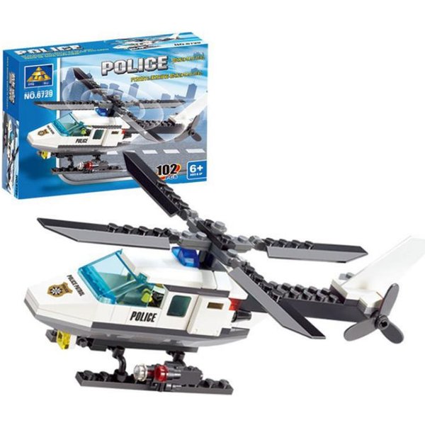 102 Piezas HelicóPtero De PolicíA Bloques De ConstruccióN Creativos Hazlo TÚ Mismo Serie Ciudad Bloques Para NiñOs Juguetes Regalos Para NiñOs-image