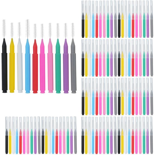 100 Piezas Cepillos Interdentales Hilo Dental Palillo De Dientes Aparatos De Ortodoncia Cepillo Herramienta De Limpieza De Dientes Varios Colores-image