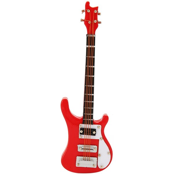 Broche De Bajo EléCtrico ArtesaníA Miniatura Modelo De Bajo Rojo Esquina Redondeada Broche De Instrumento Musical Black-image