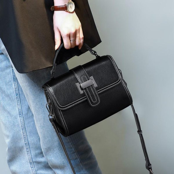 Bolso De Moda Tendencia Para Mujer Primavera Y Verano Bolso Cruzado Bolso De Mujer De Cuero Genuino VersáTil De Un Hombro De Mano Bolso Cuadrado PequeñO-image