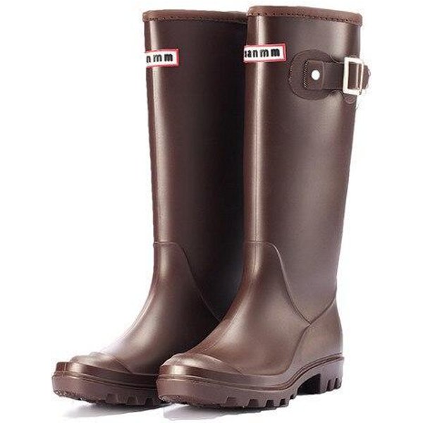 Botas De Lluvia De Moda Para Mujer, Botas De Agua Hasta La Rodilla Con Hebilla De Tubo Largo, Zapatos Impermeables De Alta Calidad, Botas De Lluvia De Goma Y PVC Para Mujer, Df456 39-image