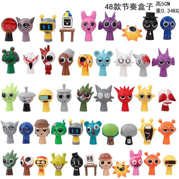48 Sztuk/Zestaw Mini Sprunki Figurka Akcji Zabawka Film Animowany Sprunki Wenda Model Doll Figurki Prezent Dla Dzieci Czarny-image