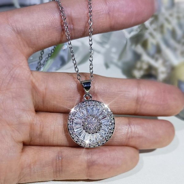 Popular Moda Redondo JoyeríA Regalo Plata Micro-Pavé Circonita Pendientes Colgantes Pulsera Anillo Tres Piezas Fiesta CumpleañOs-image
