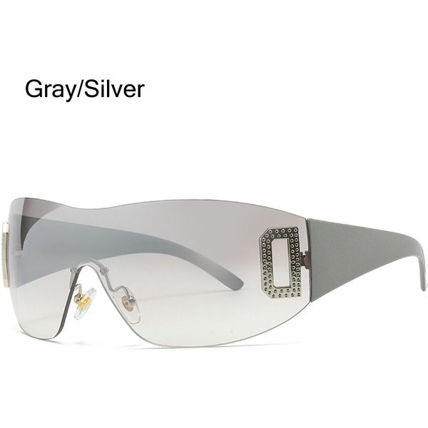 Gafas De Sol De Moda Sin Montura Gafas De Sol Y2K Adecuadas Para Damas Gafas De Sol Deportivas Punk Wraparound-image