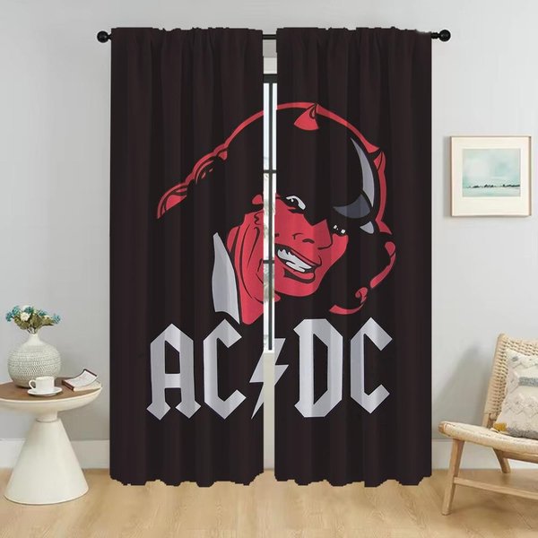 Partition Rock-Acdcs Cortina Blackout Para HabitacióN 2 Paneles Cortinas De Cocina Estores Cortinas Para Interior Del Hogar DecoracióN De Halloween NiñO W50Xh70Cmx2Pcs-Cl-image