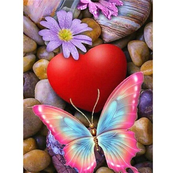 DIY 5D Pintura De Diamante Mariposa Mosaico Diamante Bordado Completo Redondo Taladro Flor Imagen 20X30CM Azul Claro-image
