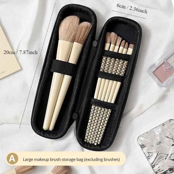 1 Neceser Negro Impermeable Con Doble Cremallera Para Brochas De Maquillaje, Estuche De Almacenamiento Para Mujer, Estuche PortáTil De Viaje Para Brochas De Maquillaje. Gray-image