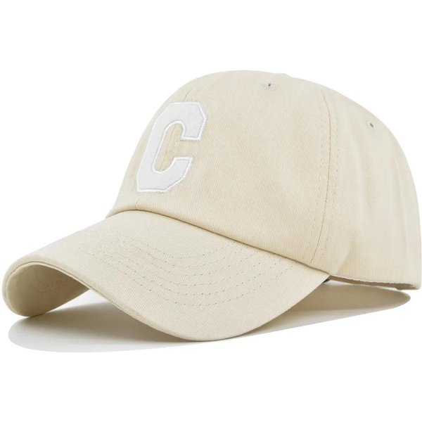 Nowa Modna Czapka Baseballowa MięKki Daszek Litera C Letnia Czapka PrzeciwsłOneczna Damska 100% BawełNa Daszki Czapki MęSkie Haftowana Czapka Z Daszkiem Adult(56-58Cm) White-image