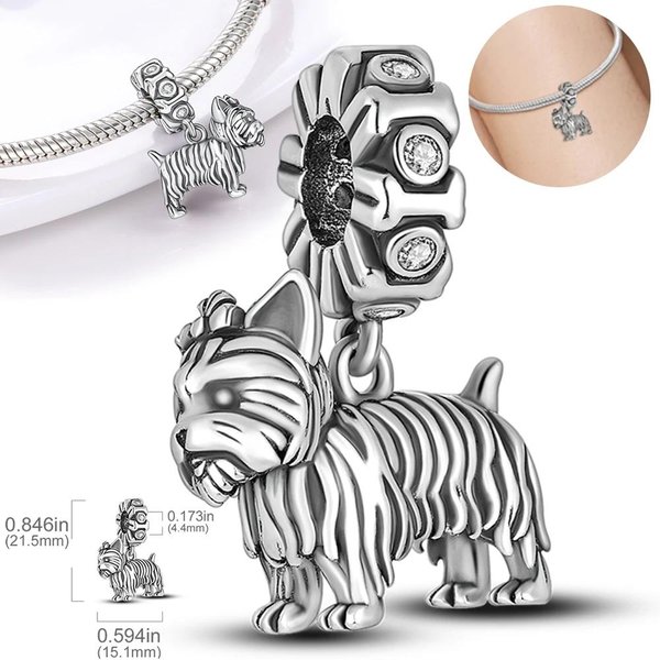 Colgante De Cachorro Pomerania Lindo Fino Cobre Perla Genuina Se Adapta A Pulseras De Charms Genuinas JoyeríA De Cuentas Regalo Para Mujeres-image