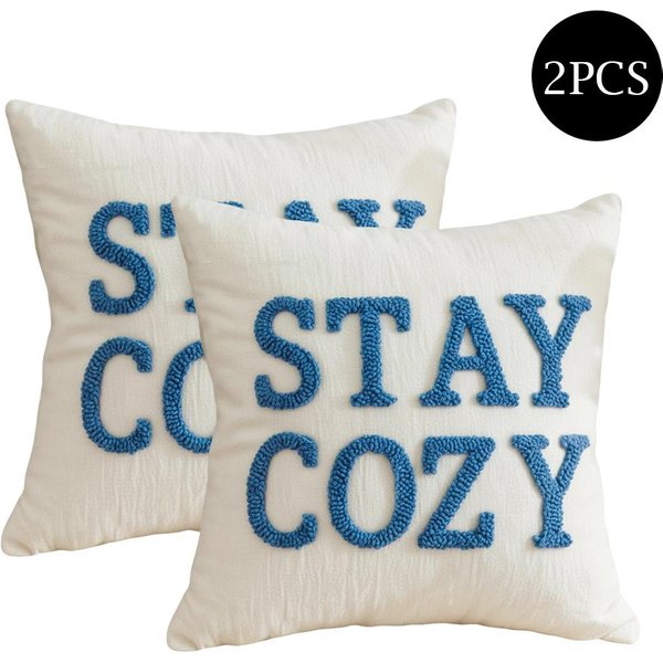 Compra Ahora 1 Ud./Juego 2 Uds./Juego Chenilla Bucle Felpa Letra Bordada Funda De Almohada Bohemio Sala De Estar Sofá Funda De CojíN Hogar Cama DecoracióN 45X45Cm-image