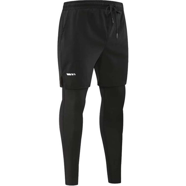 MęSkie Spodnie Do Biegania Kompresyjne Legginsy Sportowe 2 W 1 SzybkoschnąCe Fitness SiłOwnia Legginsy MęSka Odzież Sportowa Spodnie Treningowe Xxxl Czarny-image