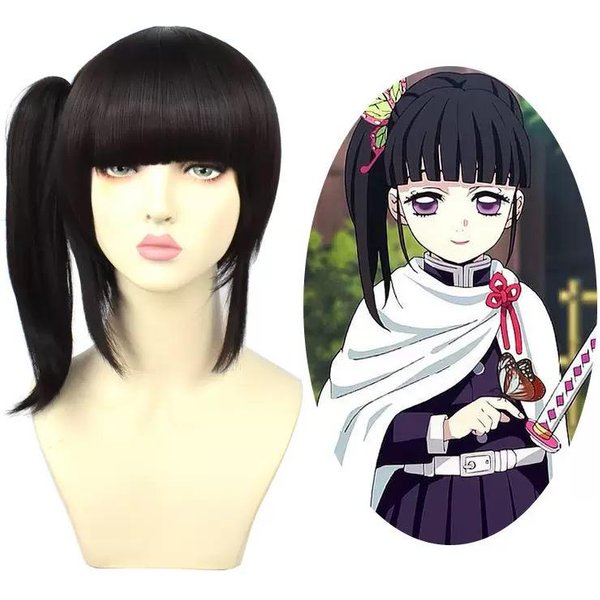 Anime Kanao Tsuyuri Kanawo Kostium Cosplay Tsuyuri Kanao Sukienka Ubranie Kimono Peruka Nakrycie GłOwy Z Motylem Halloween Dla DorosłYch 140-image