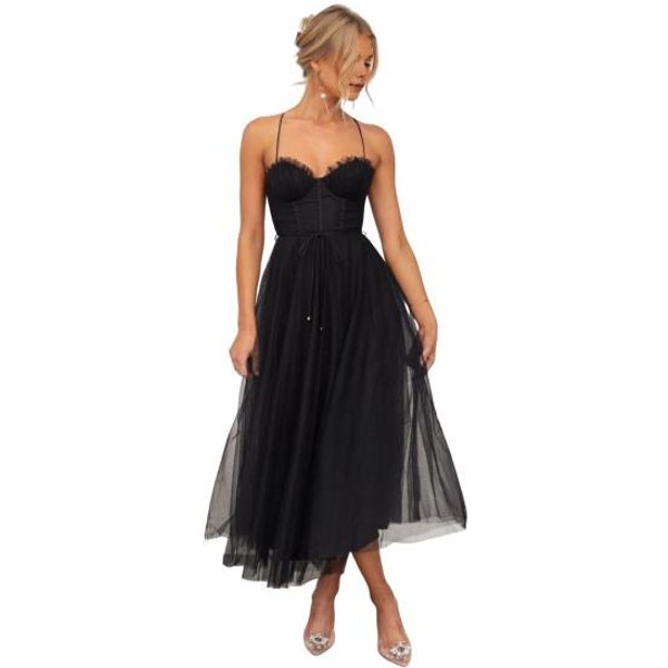 Vestido De CóCtel Swing De Malla Para Mujer Sin Mangas Con Tirantes Espagueti A-Line Vestido De Tul Formal Para Invitada De Boda 2XL-image