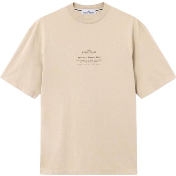 Camiseta De Manga Corta Con Estampado De Letras Stone Island Unisex Tops L1S152100001S0285-V009A XL Beige-image