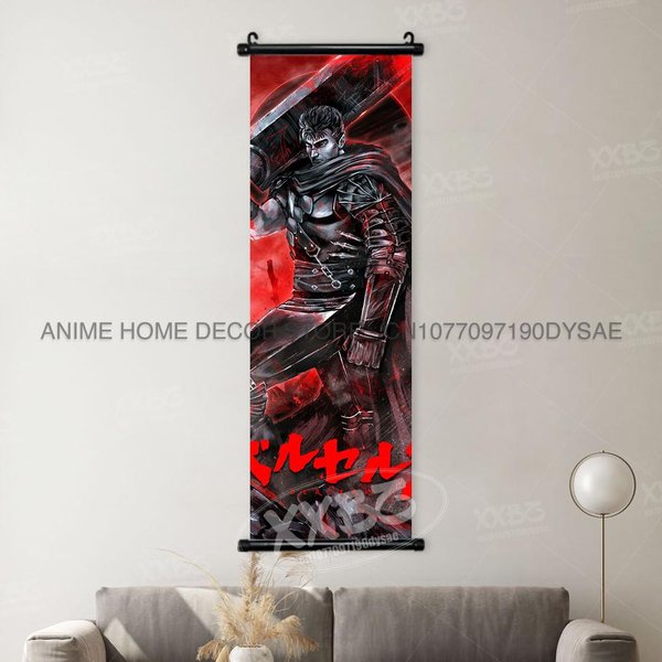 Plakat Berserk Czarny Szermierz Sztuka ŚCienna Zwoje Obraz Anime Guts WisząCy Obraz Griffith Tapeta Casca Dekoracja Domu (As The Picture,25X75Cm(10X30Inch))-image