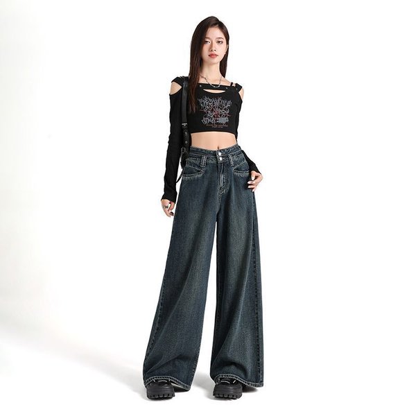 Pantalones De Pierna Ancha Para Mujer Para OtoñO E Invierno, Con DiseñO De Aleteo Ligero, Para El Suelo, Con Bolsillos Personalizados Para OtoñO E Invierno De Mujer 2XL Black-image