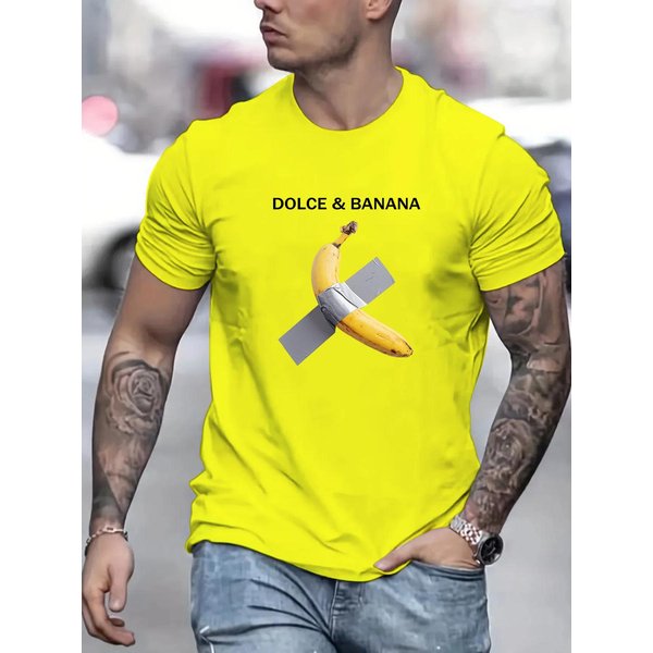 Letnia MęSka Damska Koszulka Projektancka Koszulka TaśMa Banana Nadruk 3D KróTki RęKaw T-Shirt Oversize Top Odzież 2XL Gray-image