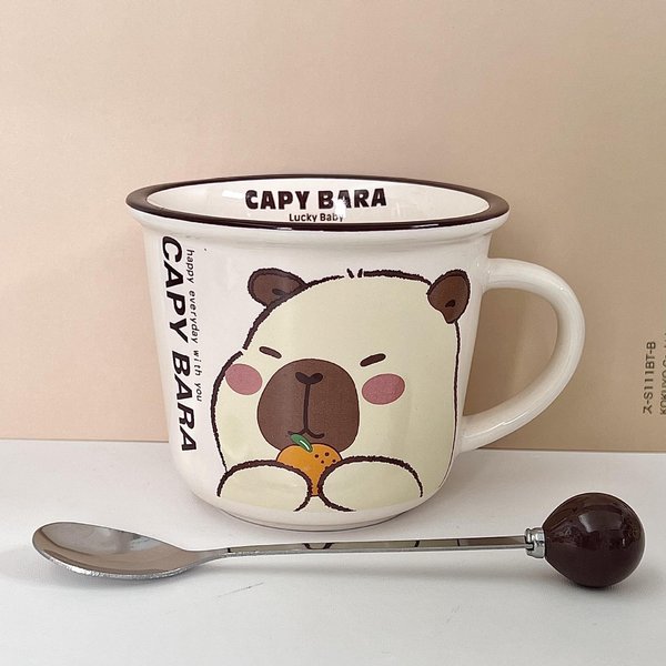Prezent Urodzinowy Dla Najlepszego Przyjaciela Uroczy Ceramiczny Kubek Kapibara Dla ChłOpcóW I DziewcząT Kubek Do Kawy Mleka PamiąTka 301-400Ml-image