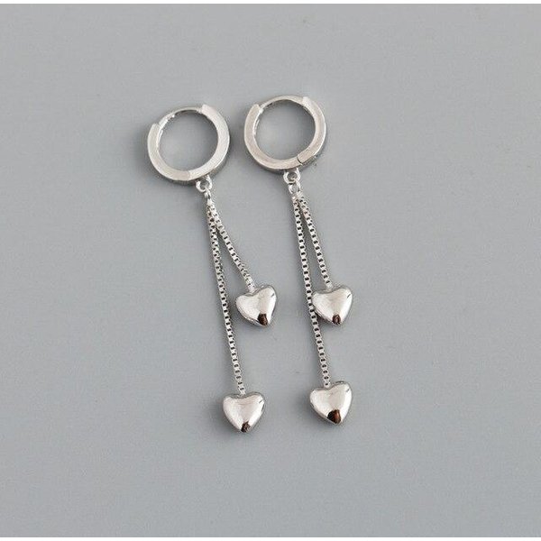Pendiente De Gota Con Dije De CorazóN Y Cadena Con Borlas De Plata De Ley 925 Para Mujeres Y NiñAs, JoyeríA Elegante Para Fiesta De Boda Eh235 Plata-image