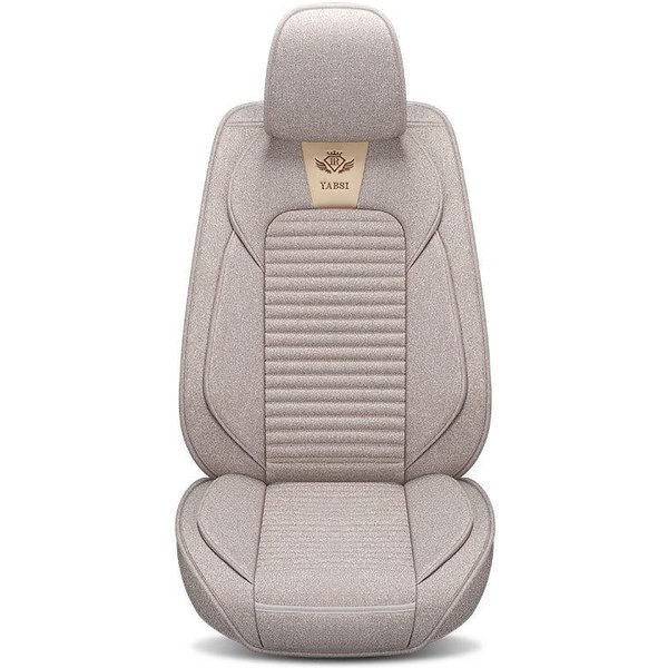 CojíN Para Asiento De Coche Lino Todas Las Estaciones Universal Cubierta De Asiento De Tela CojíN De Asiento Todo Incluido Antideslizante Cubierta De Asiento Individual Todo Incluido Verano Beige-image