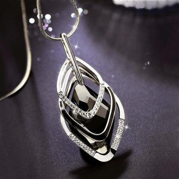 Moda Geometryczne KryształOwe Naszyjniki I Wisiorek Dla Kobiet łAńCuszek Do Swetra Collier Femme Komunikat DłUgi Naszyjnik Femme KołNierz BiżUteria-image
